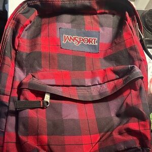 Jansport Red and Black Checkered Backpack